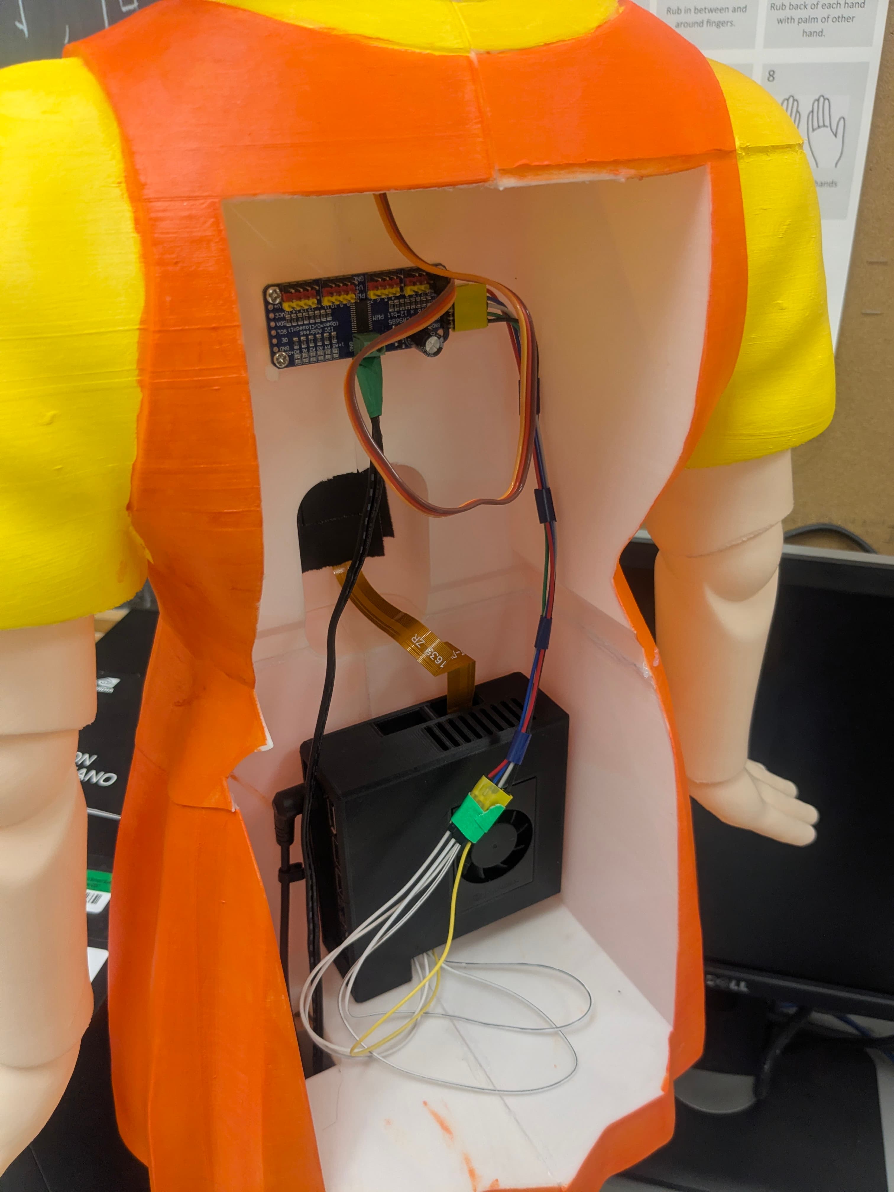 Close-up of the doll electronics